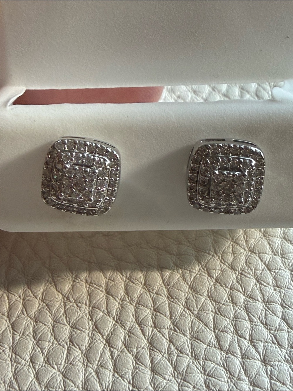 Sterling Silver Pave Square Stud Earrings - *NWT